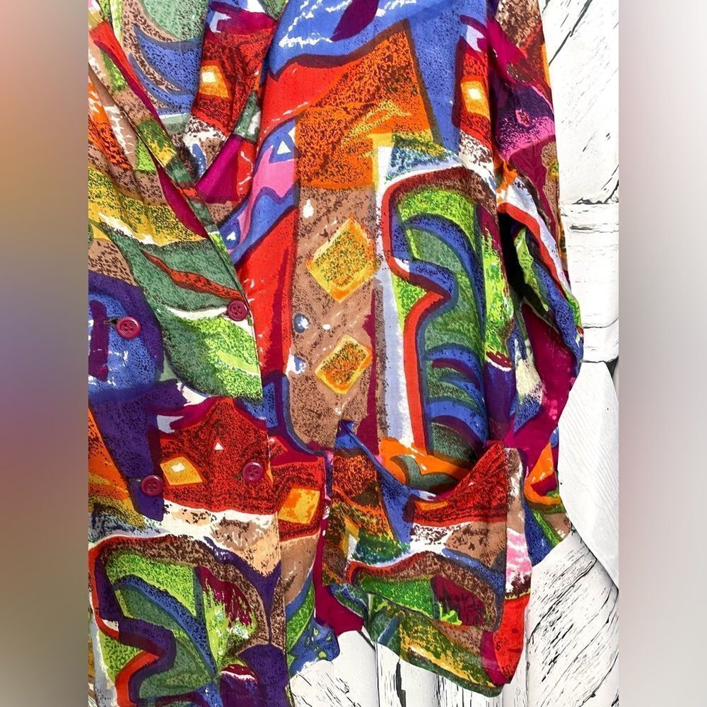 VTG 90s Abstract Artsy Palazzo Pant Set/Suit M - Picture 4 of 12